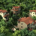 Scenic Detached Villas Surrounded By Lush Green Trees And Red Tiled Roofs