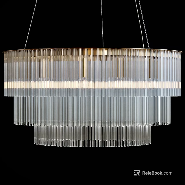 Modern Elegant Crystal Pendant Chandelier With Layered Transparent Rods For Interior Design 3d model 