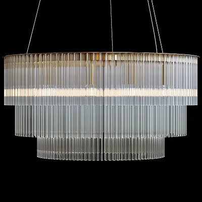 Modern Elegant Crystal Pendant Chandelier With Layered Transparent Rods For Interior Design 3d model