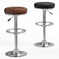 Modern Adjustable Bar Stools With Brown And Black Leather Seats And Metal Bases