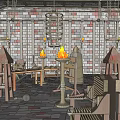 Medieval Torture Chamber With Chains Flames Torture Devices And Brick Walls