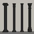 Black Architectural Columns Featuring Various Classical Capital And Shaft Design Styles 3d model