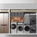 Different Modern Washing Machine Models With Sleek Designs For Home Appliance 3d model