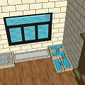 Garden Ornaments With Stone Structures Water Features And Shallow Troughs By Window On Wooden Floor