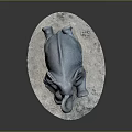 Blue Elephant Sculpture With Intricate Design On Natural Stone Base