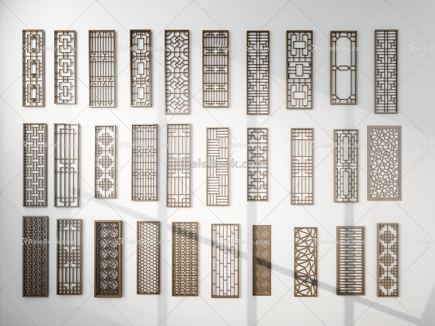 Chinese-style partition partition component combination 3d model