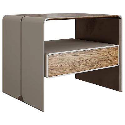 Stylish Modern Bedside Table Design With Wooden Drawer And Sleek Frame 3d model
