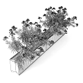 Modern Black Rectangular Garden Planters With White And Red Flowers 3d model