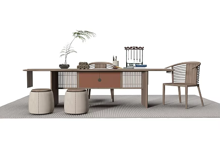 New Chinese Tea Table and Chair Tea Table and Chair Combination Tea Set Tea Table 3d model
