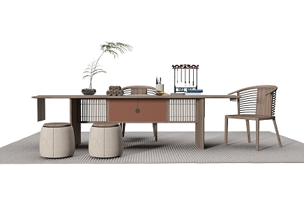 New Chinese Tea Table and Chair Tea Table and Chair Combination Tea Set Tea Table 3d model