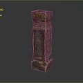 Carved Stone Pillar With Intricate Decorative Patterns And Textured Surface 3d model