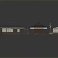 Traditional Wooden House With Blue Roof Design And Windmill Platform Architectural Components