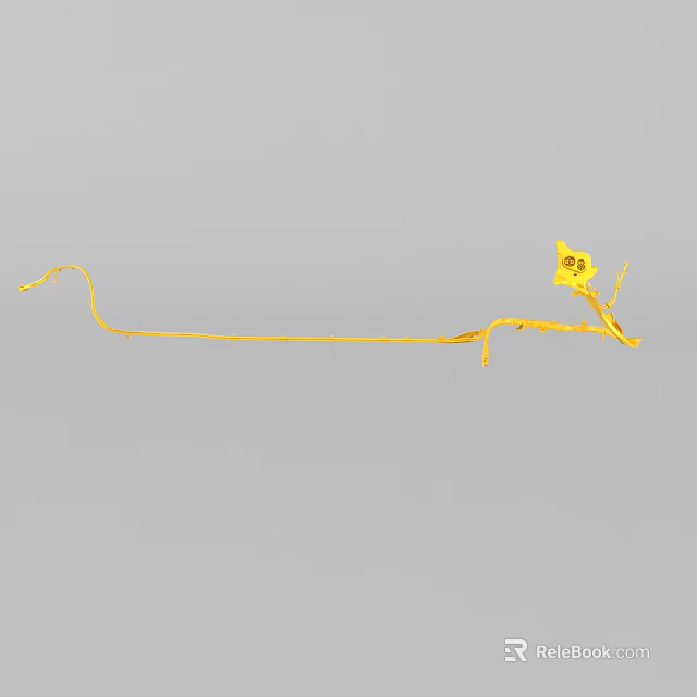 Delicate Yellow Thin Vine with Small Flower on Gray Background 3d model