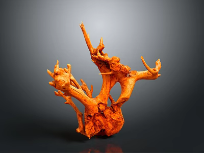 Wooden Carving with Orange Root Branch Shape Artistic Decorative Home Decor Piece 3d model
