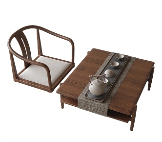 Bay Window Tea Table and Chair Tea Set Leisure Chair Tea Table 3d model