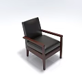 Modern Single Chair Design With Black Leather Seat And Wooden Frame