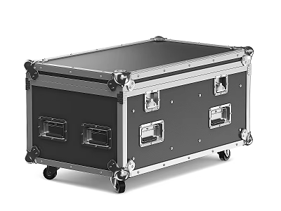 Portable Projection Monitoring Equipment Case With Wheels And Metal Frame 3d model