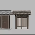Traditional Chinese Gate Design With Wooden Structure Tile Roof And Bamboo Curtain