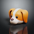 Cute 3D Orange And White Plush Dog Toy With Big Ears Black Eyes Brown Nose