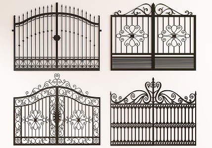 Wrought Iron Gate Chinese Style Wrought Iron Villa Gate Courtyard Wrought Iron Gate Outdoor Gate Stainless Steel Fence Door 3d model