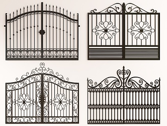 Wrought Iron Gate Chinese Style Wrought Iron Villa Gate Courtyard Wrought Iron Gate Outdoor Gate Stainless Steel Fence Door 3d model