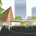 Modern Gallery Frame Landscape Gallery Frame Folding Line Gallery Frame Landscape Waterscape Circular Fountain Waterscape 3d model