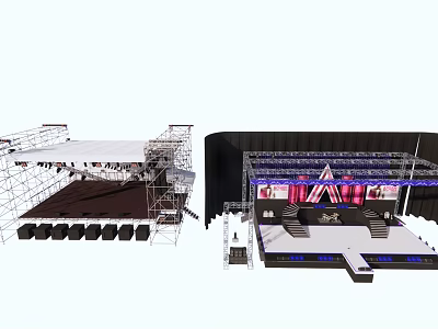 Professional Stage Setup With Truss Lighting And Sound Equipment System 3d model