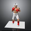 White Hair Boxer Figure With Red Gloves White Shorts IPPO Red Socks On White Base