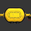 Yellow Minion Style Robot Character Wearing Blue Overalls Holding Tool 3d model