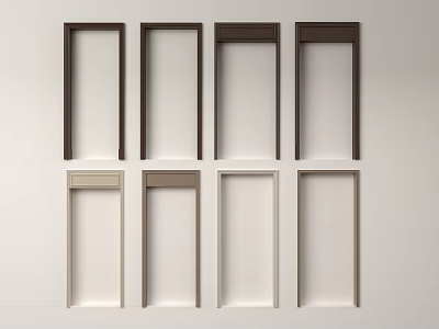 Different Colors Various Styles Door Frames Arranged On White Background 3d model