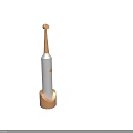 Electric Toothbrush with White Body Orange Head Base and Button for Daily Personal Hygiene Use