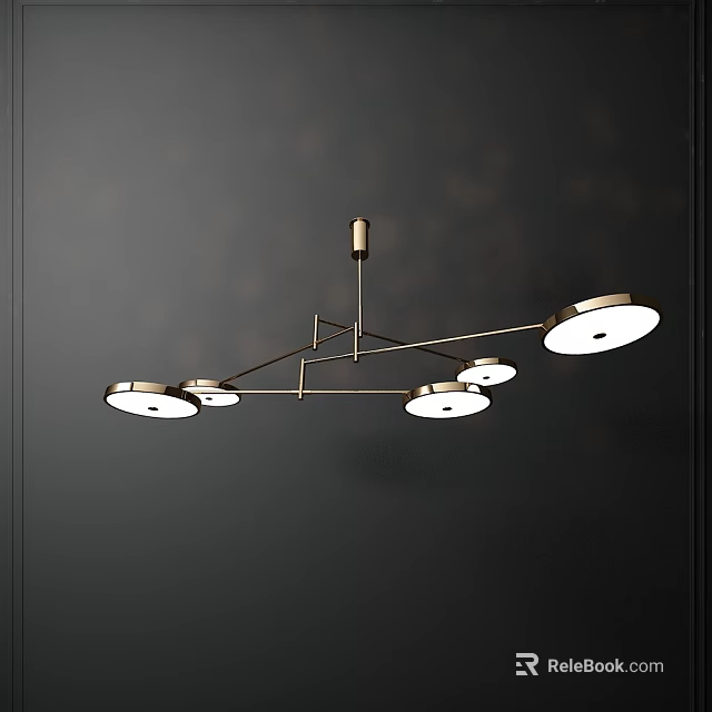 Modern Linear Chandelier With Multiple Circular Lights And Metal Frame 3d model