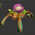 Mechanical Creature Design With Pink Flower And Colorful Legs Structure