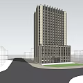 Modern High Rise Office Building With Light Colored Facade And Large Windows 3d model