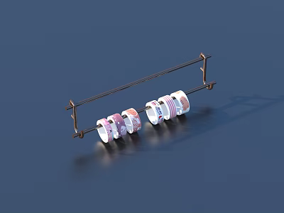 Metal Rack With Decorative Tape Rolls Practical For Home Organization Supplies 3d model