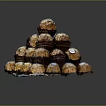 Chocolate Truffles Pyramid Stack With Powdered Sugar Topping On Shiny Tray Dark Background