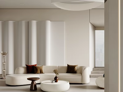 Cream wind living room sofa living room 3d model