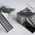 Modern Staircase Design With Concrete Steps Metal Railing And Sleek Structure 3d model