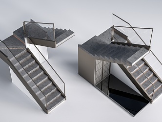 Modern Interior Stair Handrail Stair 3d model