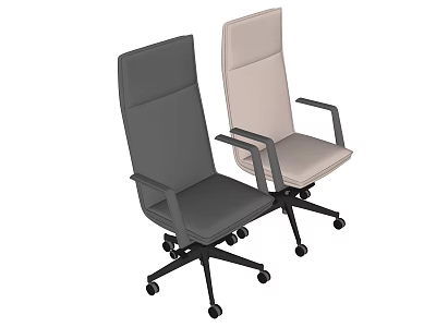 Modern Office Chair With Deep Gray And Light Beige Colors Rolling Wheels And Armrests 3d model