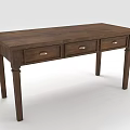 Classic Wooden Desk With Three Drawers And Ornate Carved Legs Design