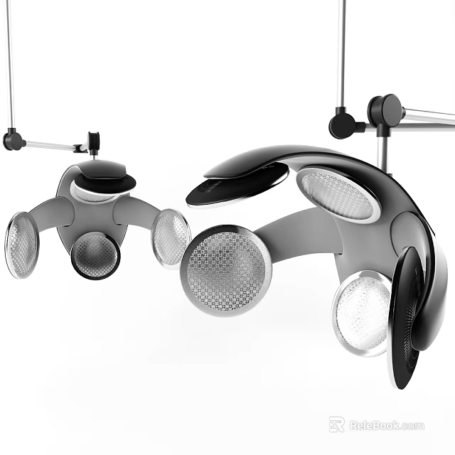 Modern Industrial Equipment With Suspended Adjustable Arm And Multiple Lighting Heads 3d model 