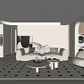 Elegant Modern Living Room Interior With White Sofa Coffee Table And Floor Lamp 3d model