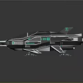 Futuristic Spaceship With Transparent Cockpit Multiple Wings And Green Glowing Lights For Space Exploration