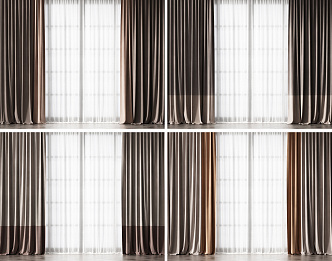 Modern curtain window screen combination 3d model