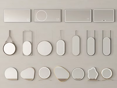 Modern Stylish Mirrors With Different Shapes And Hanging Designs For Home Interior Decoration 3d model