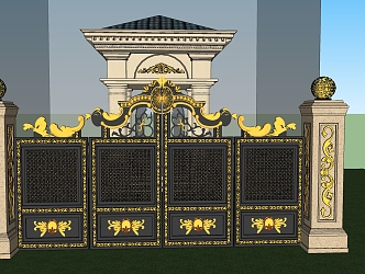 Light Luxury Gate Iron Gate Tower 3d model