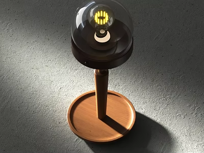 Modern Wooden Table Lamp With Glass Dome Shade And Illuminated Warm Light 3d model