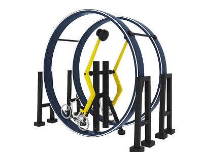 Children's Playground Rotating Wheel Play Structure With Blue Yellow Black Frames For Outdoor Kids Fun 3d model