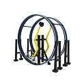 Children's Playground Rotating Wheel Play Structure With Blue Yellow Black Frames For Outdoor Kids Fun